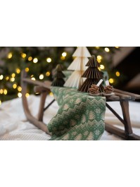 CHEMIN DE TABLE SANTA WOOL OLIVE/BEIGE 27CM X 2.5M