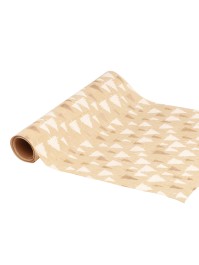 WHITE/GOLD TREE GROVE TABLE RUNNER 28CM X 3M