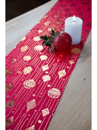 TISCHLÄUFER XMAS ORNAMENTS ROUGE/OR 28CM X 3M
