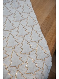 GOLD WHITE MY COZY TREE TABLE RUNNER 28CM X 3M
