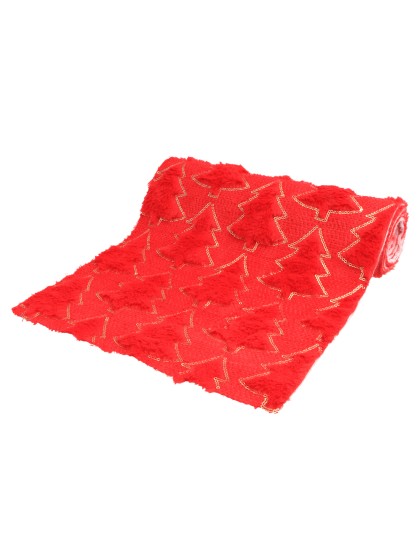 CHEMIN DE TABLE MY COZY TREE SEQUINS OR ROUGE 28CM X 3M