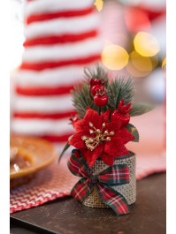 MINI BOUQUET BRANCHAGES POINSETTIA ROUGE 2 ASS DIA 5.5CM X 13.5CM