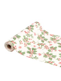 CHEMIN DE TABLE VELOURS BLANC MISTLETOE OR 28CM X 3M