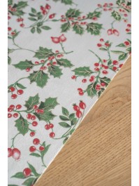 CHEMIN DE TABLE VELOURS BLANC MISTLETOE OR 28CM X 3M