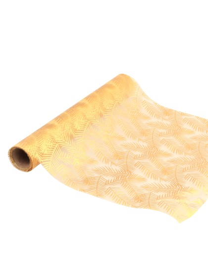 GOLDEN LEAVES ORGANZA TABLE RUNNER 28CM X 3M