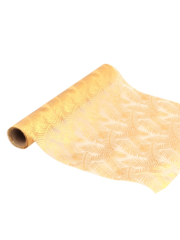GOLDEN LEAVES ORGANZA TABLE RUNNER 28CM X 3M
