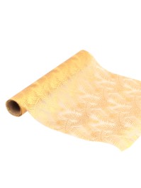 GOLDEN LEAVES ORGANZA TABLE RUNNER 28CM X 3M