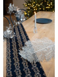 SILVER/PLATINIUM ORNAMENTS SKY BLUE VELVET TABLE RUNNER 28CM X 3M