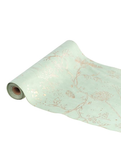 CHEMIN DE TABLE VELOURS THORN IMPRIME NATURE OR 28CM X 3M