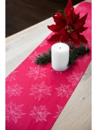 RED / LIGHT RED POINSETTIA VELVET TABLE RUNNER 28CM X 3M