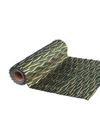 GREEN/GOLD FRINGE VELVET TABLE RUNNER 28CM X 3M