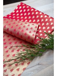 CHEMIN DE TABLE XMAS FAIRY REVERSIBLE ROUGE/OR 28CM X 3M