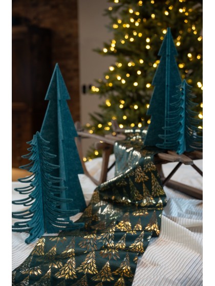 CHEMIN DE TABLE VELOURS TREE SYMPHONY VERT/OR 28CM X 3M