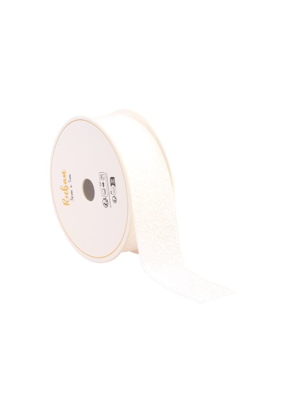WHITE GLITTER RIBBON 25MM X 3M
