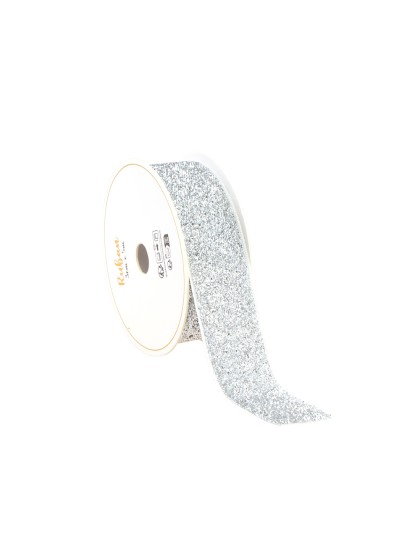 SILVER GLITTER RIBBON 25MM X 3M