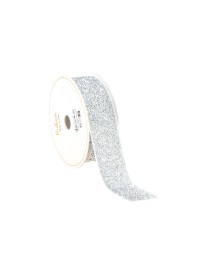 SILVER GLITTER RIBBON 25MM X 3M