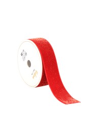 RUBAN VELOURS SPARKLE ROUGE 25MM X 3M