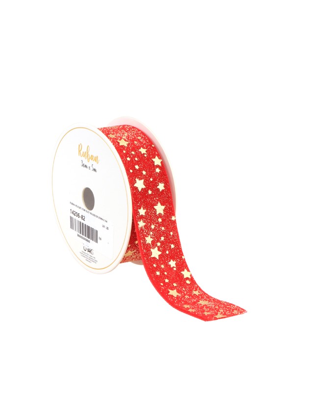 BAND SAMT STAR DUST ROUGE/OR 25MM X 3M