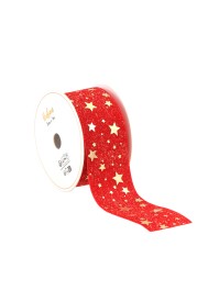 RED/GOLD STAR DUST VELVET TABLE RUNNER 40MM X 3M
