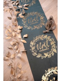 TISCHLÄUFER SAMT GRÜN DUNKEL WEIHNACHTEN ENCHANTE GOLD 28CM X 3M