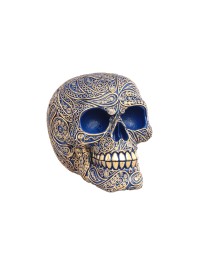 POLYRESIN BAROQUE BLUE MAGIC SKULL 14CM X 10.5CM X 11.5CM