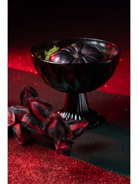 BLACK GLASS BOWL DIA 17.5CM X 15CM