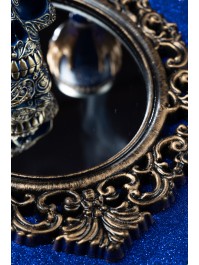 MIROIR NOIR ET BRONZE ANTIQUE 29CM X 40CM X 1.5CM