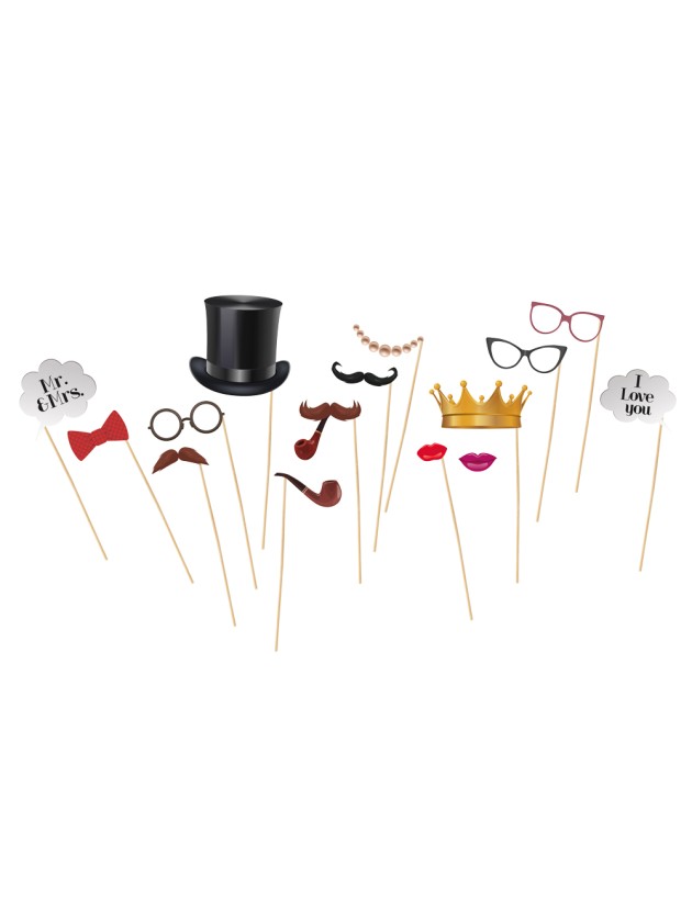 KIT PHOTO BOOTH VINTAGE 15PCS 