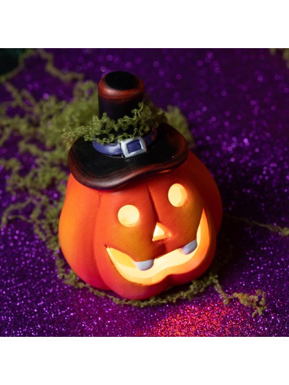 PUMPKIN WITH LED LIGHT 6.5CM X 6CM X 8.5CM