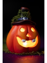 PUMPKIN WITH LED LIGHT 6.5CM X 6CM X 8.5CM