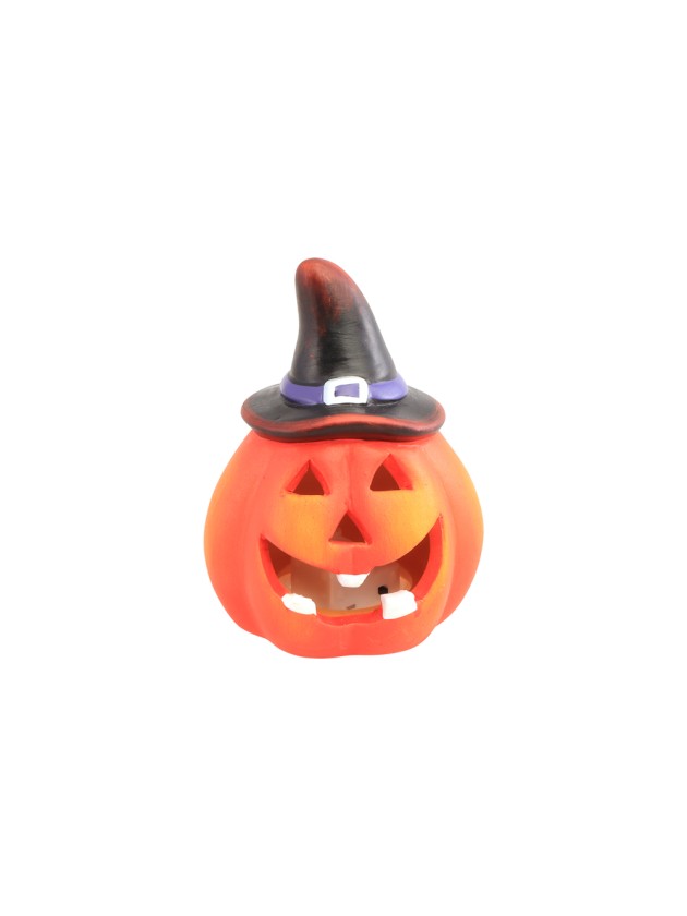 PUMPKIN WITH POINTED HAT WITH LED LIGHT 6.5CM X 6CM X 8.5CM