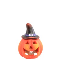 PETITE CITROUILLE CHAPEAU POINTU AVEC LED 6.5CM X 6CM X 8.5CM