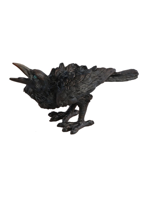 CORBEAU NOIR RESINE 28CM X 11CM X 13.5CM