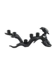 TREE BRANCH AND RAVEN BLACK POLYRESIN CANDLE HOLDER 42CM X 10CM X 18CM