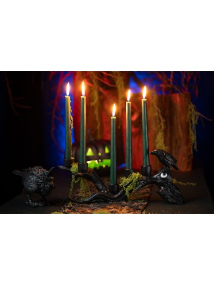 CHANDELIER RESINE BRANCHE D\'ARBRE ET CORBEAU NOIR 42CM X 10CM X 18CM