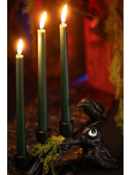TREE BRANCH AND RAVEN BLACK POLYRESIN CANDLE HOLDER 42CM X 10CM X 18CM