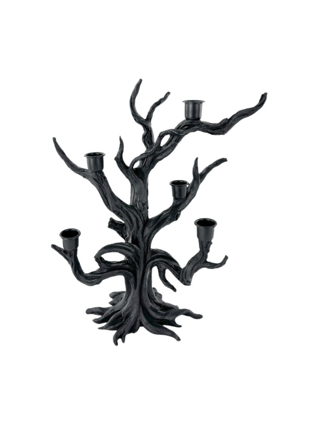 BLACK TREE POLYRESIN CANDLE HOLDER 29.5CM X 14.5CM X 38CM