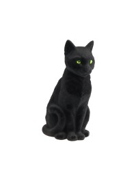 BLACK FLOCKED CAT 16CM X 22CM X 34.5CM