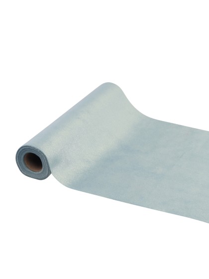 SILVER SPARKLE ARCTIC BLUE VELVET TABLE RUNNER 28CM X 3M