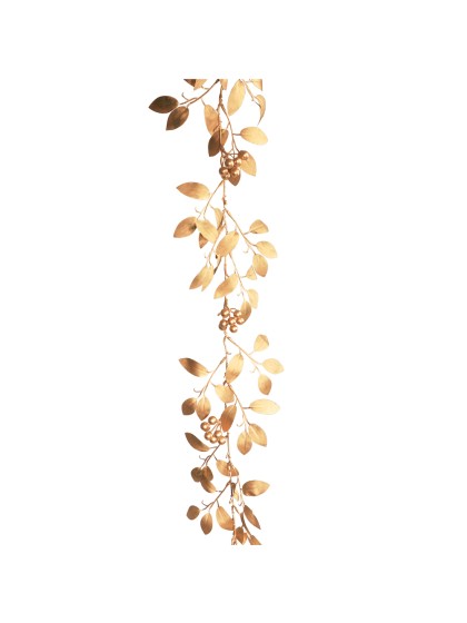 GUIRLANDE FEUILLES DE LAURIER DOREES AVEC BAIES 150CM X 20CM X 1CM