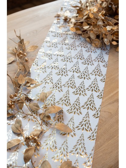 GUIRLANDE FEUILLES DE LAURIER DOREES AVEC BAIES 150CM X 20CM X 1CM