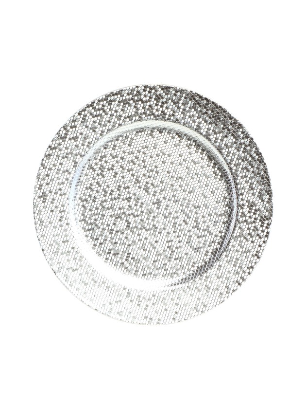 SOUS-ASSIETTE EFFET BOULE A FACETTES ARGENT DIA 33CM