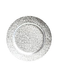 SOUS-ASSIETTE EFFET BOULE A FACETTES ARGENT DIA 33CM