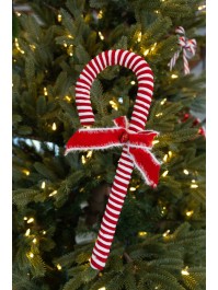 CANDY CANE FOURRURE AV NOEUD ET GRELOT CANDY STRIPES 15CM X 3CM X 42CM