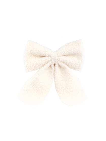 WHITE FUR BOW 29CM X 4CM X 40CM