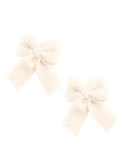 2 NOEUDS FOURRURE BLANCS 14CM X 2CM X 19CM