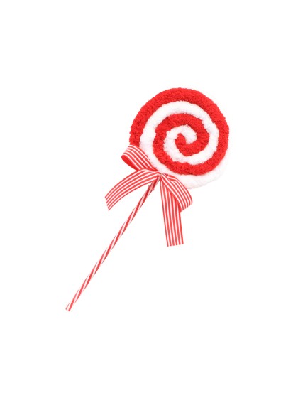 FUR LOLLIPOP WITH RIBBON CANDY STRIPES 15CM X 4CM X 36CM