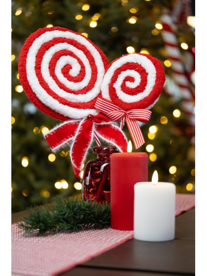 FUR LOLLIPOP WITH RIBBON CANDY STRIPES 15CM X 4CM X 36CM