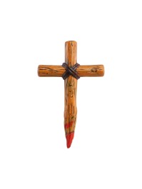 PIEU CROIX PLASTIQUE ENSANGLANTE 18CM X 5CM X 30CM