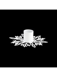 PORTE BOUGIE FLAMBEAU FLOCON DE NEIGE METAL BLANC DIA 9.5CM X 2.5CM